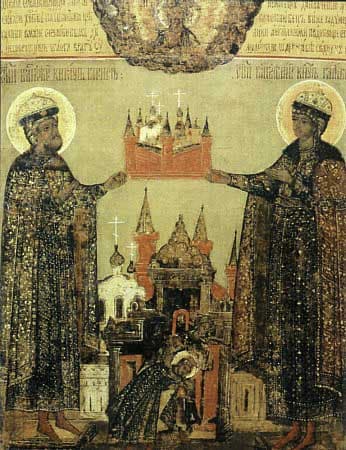 Страстотерпцы Борис и Глеб с Борисоглебским монастырем