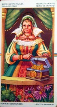 Королева Пентаклей в колоде Таро Колесо Года